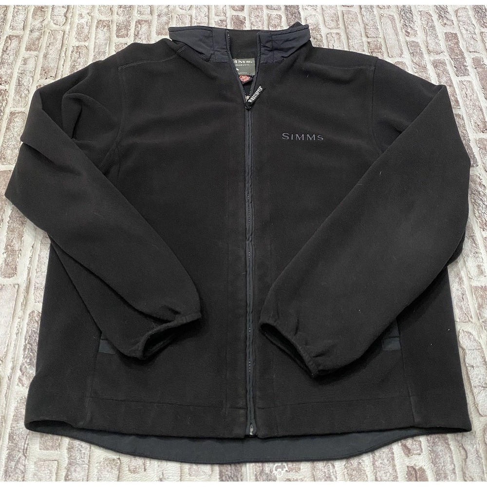 Simms Fishing Men's Windstopper Fleece Jacket‎ Medium Full Zip Black Gray Gore